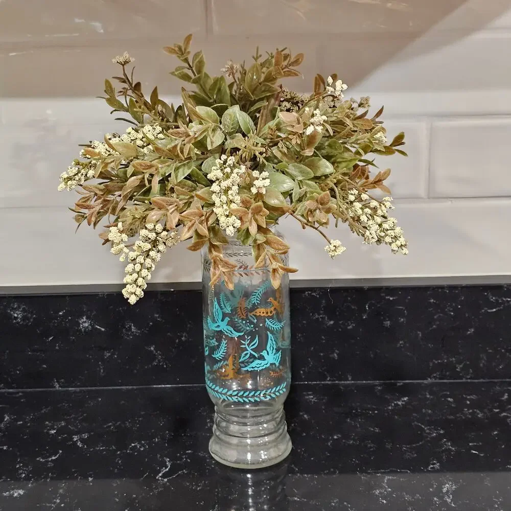 Vintage Georges Briard 22K Gold Birds Of Paradise Glass Bottle 1960s MCM